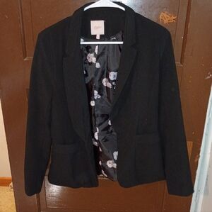 EUC Candie's Black Blazer With Floral Lining Jrs. M